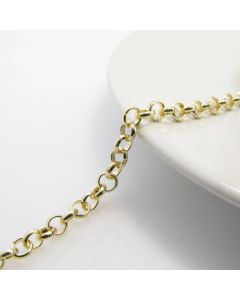 Metalni rolo lanac- boja zlata ; alka precnika 6 mm, Cena je data za 1 metar ( L1406)