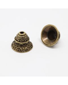 Ukrasna kapica za perle  12x10 mm, boja antik bronza   ( MKOK-KAP106AM )