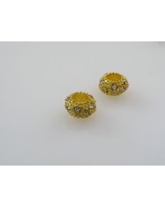 Metalna perla sa cirkonima u Pandora stilu 10x6mm, rupa: 5mm, u boji zlata   ( PANR121Z ) 