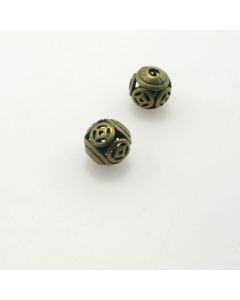 Metalna perla 8 mm, rupa oko 2mm- boja antik bronza , pakovanje 4 komada ( R153AM8 )