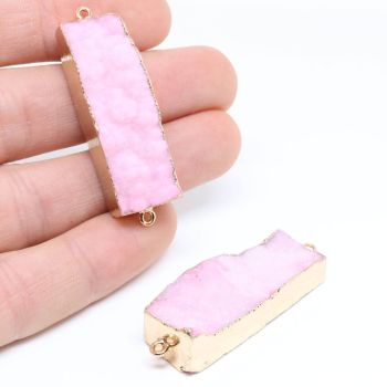 Konektor od poludragog kamena Druzy Ahat sa obodom od mesinga,  54x15x10 mm     ( 11350028 )