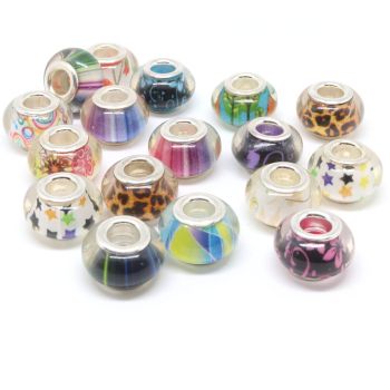 Resin perle 13x8mm, Rupa: 4.8 mm- mix dezena ( 1601001 )