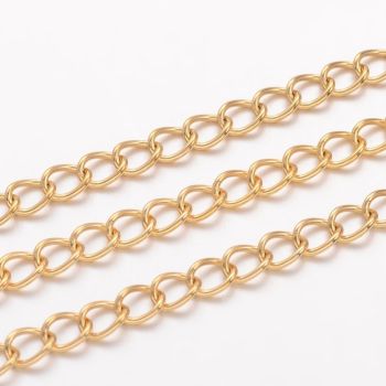 304 Stainless steel lanac 4x3x0.6mm- boja zlata  ( 2061029 )