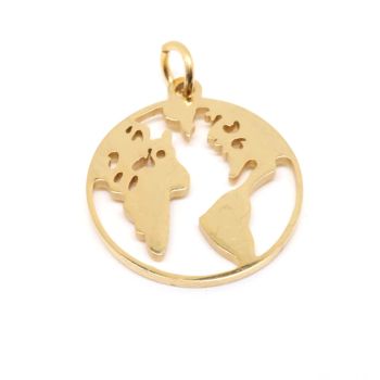 Privezak svet 304 Stainless steel  19x17x1 mm- boja GOLD ( 207035 )