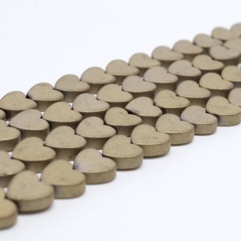 Hematit perle  8x8 mm, boja mat zlatna, Cena je data za 1 niz od oko 39cm, Niz sadrži oko 48 perli ( 2131031 ) 