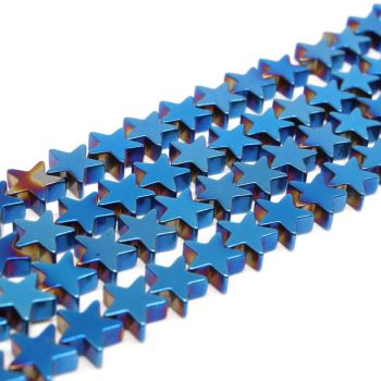 Hematit perle  8x8 mm, boja metalik plava, Cena je data za 1 niz od oko 39cm, Niz sadrži oko 48 perli ( 2131079 ) 