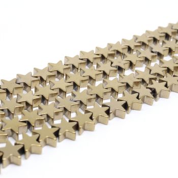 Hematit perle 3x3 mm, boja metalik zlatna, Cena je data za 1 niz od oko 39cm, Niz sadrži oko 98 perli ( 2131081 )