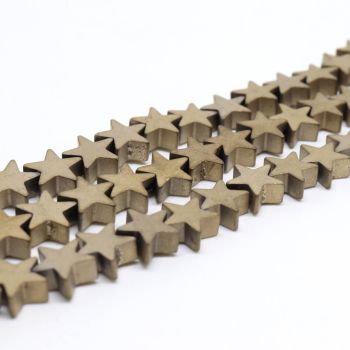 Hematit perle  8x8 mm, boja mat metalik zlatna, Cena je data za 1 niz od oko 39cm, Niz sadrži oko 48 perli ( 2131087 ) 