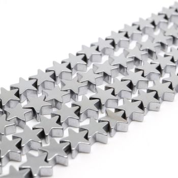 Hematit perle 3x3 mm, boja metalik srebro, Cena je data za 1 niz od oko 39cm, Niz sadrži oko 98 perli ( 2131093 )