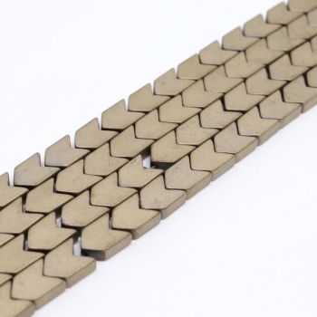 Hematit perle  6x8 mm, boja mat metalik zlatna, Cena je data za 1 niz od oko 39cm, Niz sadrži oko 48 perli ( 2131119 ) 