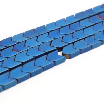 Hematit perle  6x8 mm, boja mat metalik plava, Cena je data za 1 niz od oko 39cm, Niz sadrži oko 48 perli ( 2131139 ) 