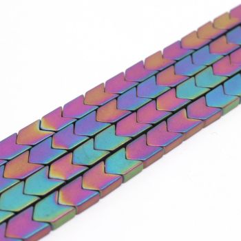 Hematit perle  4x6 mm, boja mat metalik multicolor, Cena je data za 1 niz od oko 39cm, Niz sadrži oko 60 perli ( 2131150 )