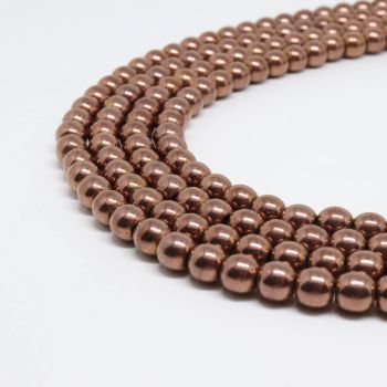 Hematit perle 6 mm, boja metalik bakar, Cena je data za 1 niz od oko 39cm, Niz sadrži oko 65 perli ( 2131166 )