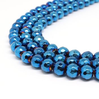 Hematit perle 6 mm faset , boja metalik plava, Cena je data za 1 niz od oko 39cm, Niz sadrži oko 65 perli ( 2131234 )