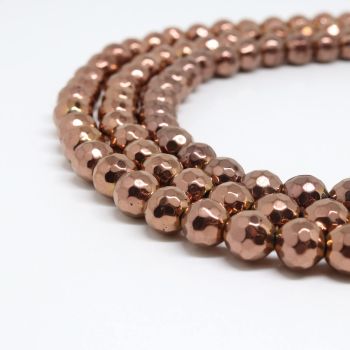 Hematit perle 8 mm faset , boja metalik bakar, Cena je data za 1 niz od oko 39cm, Niz sadrži oko 48 perli ( 2131239 )
