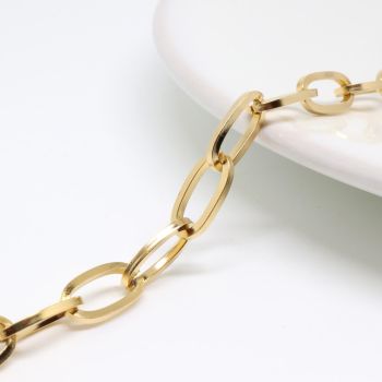 304 Stainless steel lanac  7x4x0.8mm boja zlata   ( 261016 )