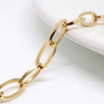 304 Stainless steel lanac  12x6x1.2mm boja zlata   ( 261021 )