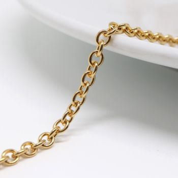 304 Stainless steel lanac u boji zlata - 4 x 3 mm  ( 26103 )