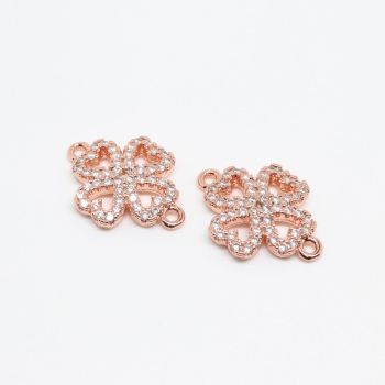 Konektor 17x12 mm pozlata Rose Gold + CZ cirkoni (  331086 )