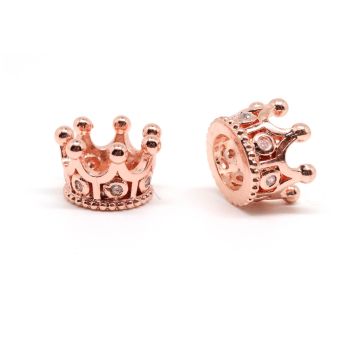 Perla krunica 11 x 7 mm, pozlata Rose Gold + CZ cirkoni (  331089 )