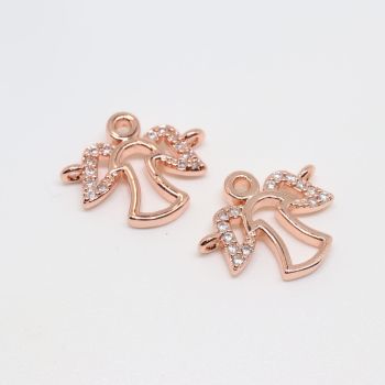 Konektor 15 x 12 mm,  pozlata Rose Gold+ CZ cirkoni (  331091 )