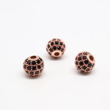 Perla 6 mm,  pozlata Rose Gold + CZ cirkoni (  331092 )