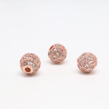 Perla 6 mm,  pozlata Rose Gold + CZ cirkoni (  331093 )