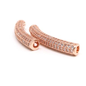Cevčica 32x5 mm,  prevlaka pozlata Rose Gold + CZ cirkoni (  331094 )