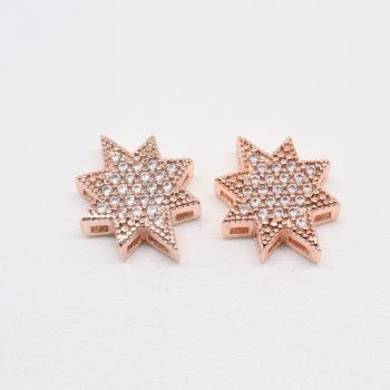 Perla 15x13 mm,  prevlaka pozlata Rose Gold + CZ cirkoni (  331096 )