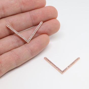 Privezak / Konektor 40x24 mm,  prevlaka pozlata Rose Gold + CZ cirkoni (  331097 )