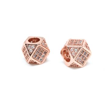 Perla 7x7mm  prevlaka pozlata Rose Gold + CZ Cirkoni(  331103 )