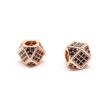 Perla 7x7mm  prevlaka pozlata Rose Gold + CZ Cirkoni(  331104 )
