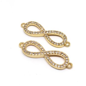 Konektor 30x10mm pozlata Yeloow Gold + CZ cirkoni (  332016 )