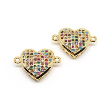 Konektor 16x12mm pozlata Yeloow Gold + CZ cirkoni (  332017 )