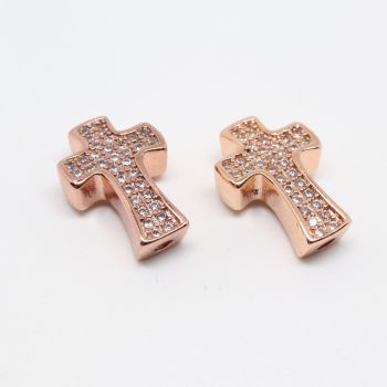 Perla krstić 13 x 10 mm,  prevlaka Rose Gold + CZ cirkoni (  332055 )