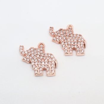Privezak slonić 13 x 13 mm,  prevlaka Rose Gold + CZ cirkoni (  332056 )