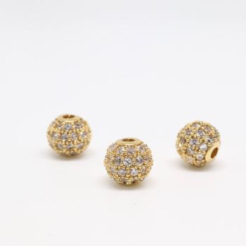 Perla 6 mm,  pozlata Yellow Gold+ CZ cirkoni (  332058 )