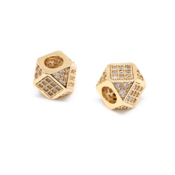 Perla 7x7mm  prevlaka pozlata Yellow Gold + CZ Cirkoni(  332068 )