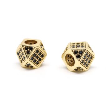 Perla 7x7mm  prevlaka pozlata Yellow Gold + CZ Cirkoni(  332069 )