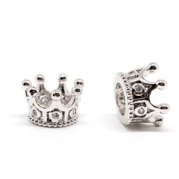 Perla krunica 11 x 7 mm,  prevlaka Rodijum + CZ cirkoni (  333007 )