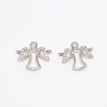 Konektor 15 x 12 mm,  prevlaka Rodijum+ CZ cirkoni (  333011 )