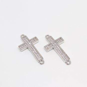 Konektor 25x13 mm,  prevlaka Rodijum + CZ cirkoni (  333016 )