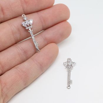 Konektor 35x11 mm,  prevlaka Rodijum + CZ cirkoni (  333017 )