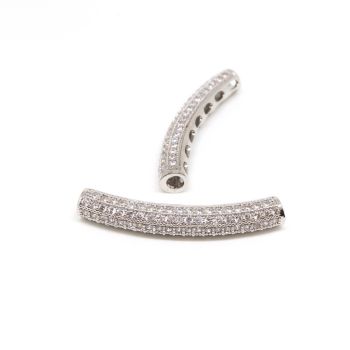 Cevčica 32x5 mm,  prevlaka Rodijum + CZ cirkoni (  333019 )