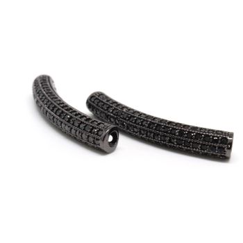 Cevčica 32x5 mm,  prevlaka Rodijum Hematit crna + CZ cirkoni (  333020 )