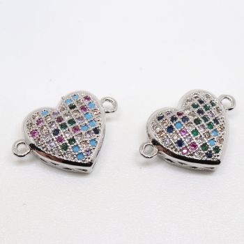 Konektor 16x12mm Rodijum + CZ cirkoni (  334009 )