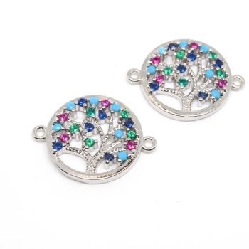 Konektor 20x15mm Rodijum + CZ cirkoni multycolor (  334012 )