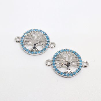 Konektor 15x11 mm Rodijum + CZ cirkoni (  334014 )