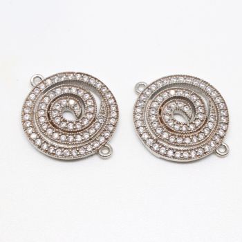 Konektor 20x16 mm Rodijum + CZ cirkoni (  334015 )