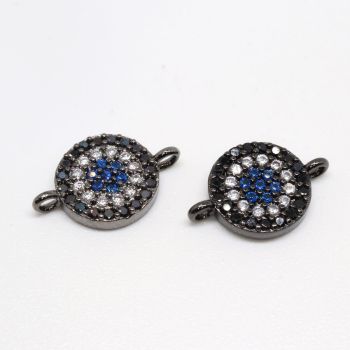 Konektor 13x10 mm Rodijum u boji Hematit crna + CZ cirkoni (  334016 )